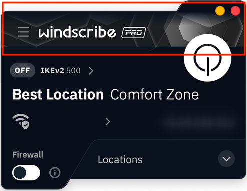 Example of Windscribe application with custom background