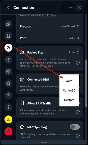 Windscribe DNS settings