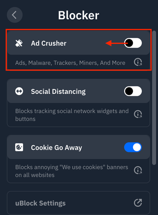 Ad Crusher Toggle