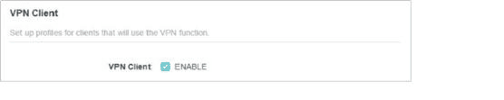 TP-Link-Seite VPN Client mit aktivierter Option Enable